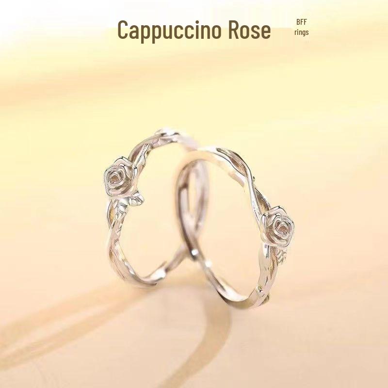 Mingjie Cappuccino Rose Bestie Rings - Women's Pair for Couples, Ideal Christmas Gift