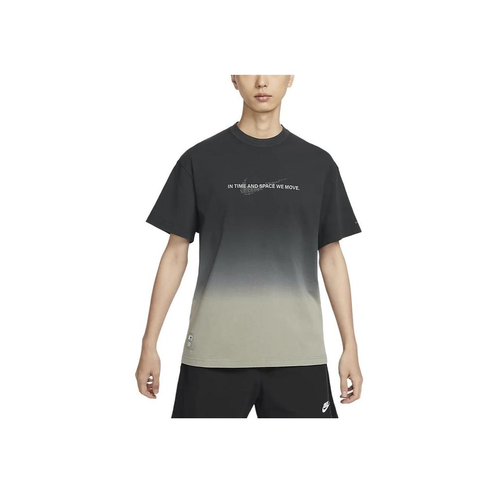 Nike Sportswear Gradient Logo Print Crew Neck Short Sleeve T-Shirt Men Tops Dark-Mud-Gray HF0818-053