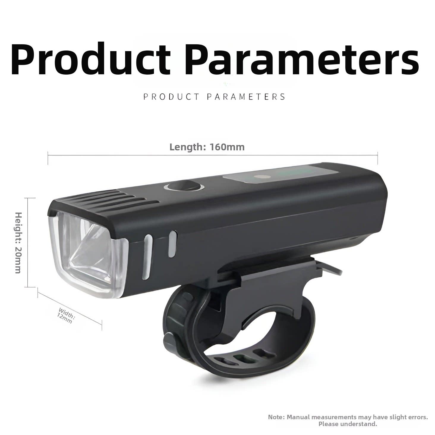 Aluminum Bike Front Light Smart Sensor USB Rechargeable High Brightness 100-300 Lumen&1000-3000 Mah чёрный