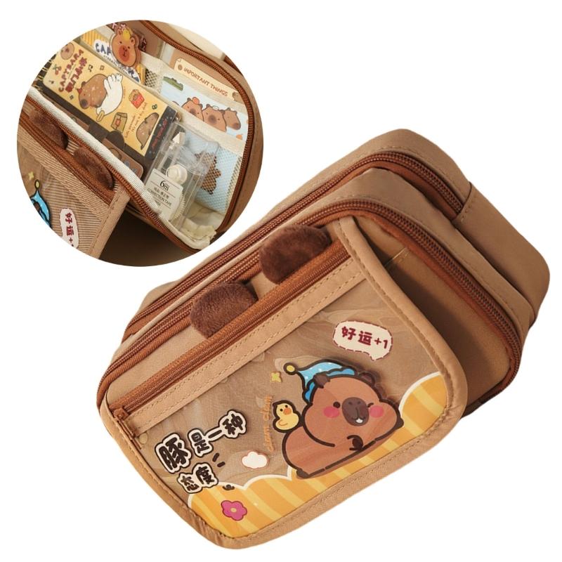 Pencil Case Cartoon Capybara Pen Bag Large Capacity Pencil Pouch Lovely Pencil Bag School Office Supplies for Student