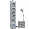 Qoltec Surge Protector Power Strip | 5 Sockets | 1.8m | Gray
