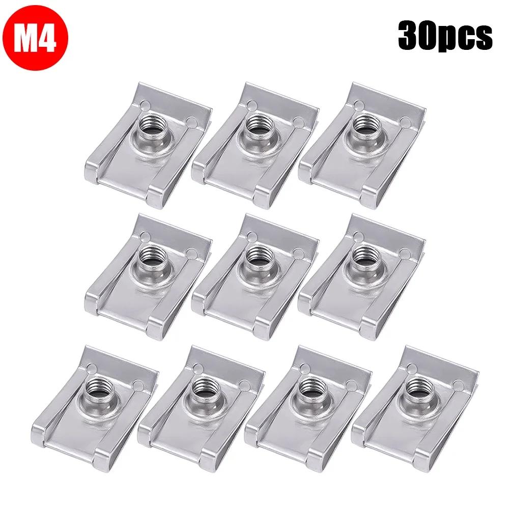 Stainless Steel U Type Clips Plate Leaf Spring Nut M6 M5 M4 Chimney Nuts Lug Nuts Speed Clip for Car Motorcycle Scooter ATVs