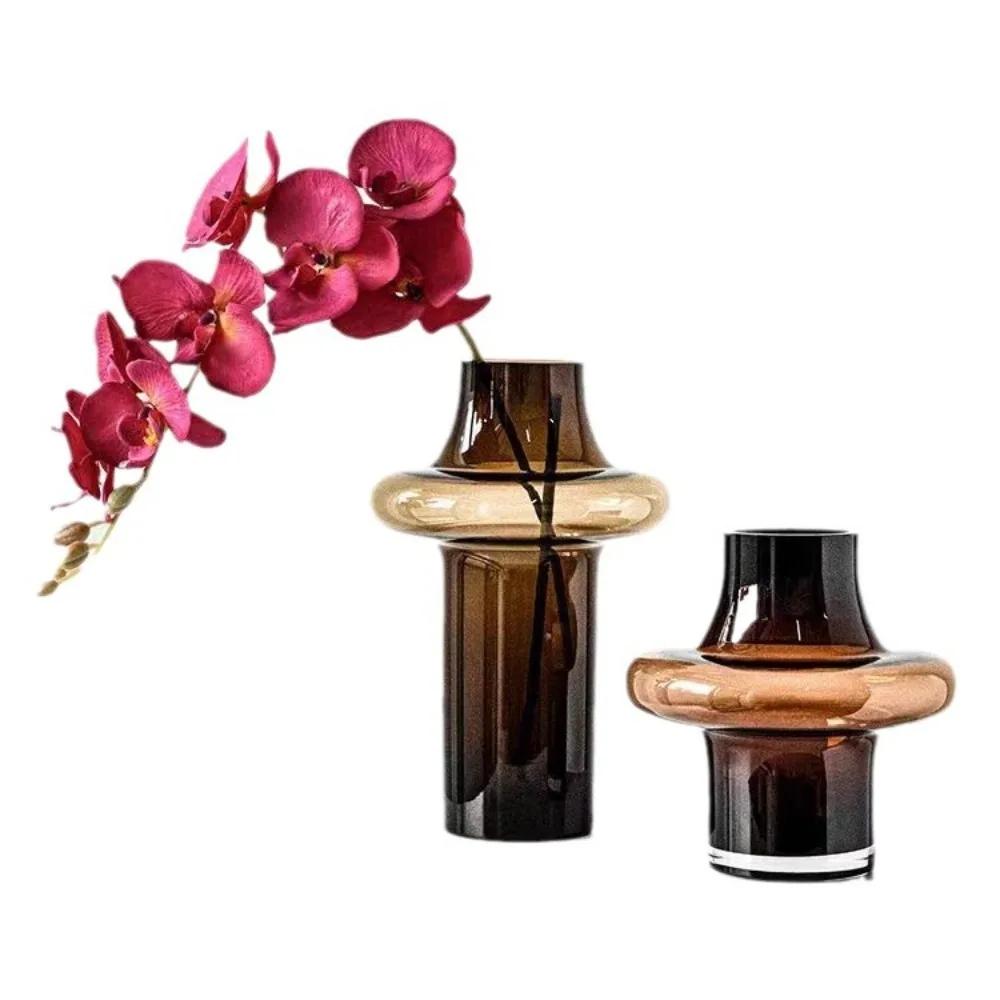Amberkleurige Vaas Kunstglas Vaas Tafelornament Woonkamer Natte Droge Bloemen Schikking Apparaat Huisdecoratie