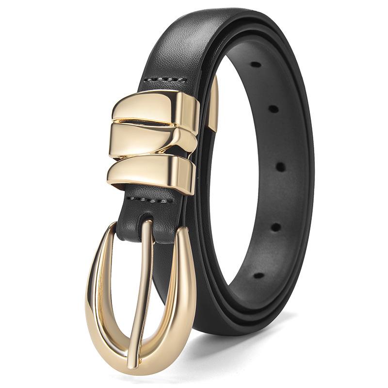 Retro Semicircle Metal-Tipped Leather Waist Belt for Women - Versatile Decorative Cincher for Pants & Skirts