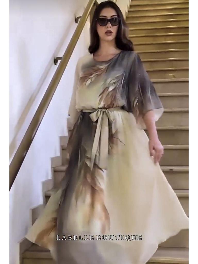 European and American Printed Dress 2025 Model 5593