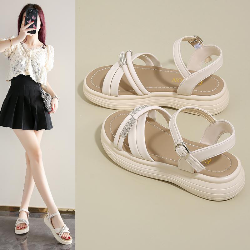 Flip Flops Platform Clogs Wedge Med Buckle Strap Female Sandal 2025 Women's Ladies Shoes Summer Soft All-Match Sandals