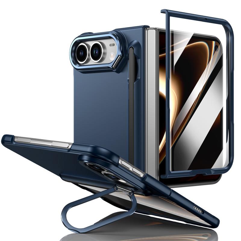 For iphone Duo 5G Case S Pen With Screen Glass Hinge Protection Cover For iphoneDuo Metal Lens Bracket Stand Holder Cover