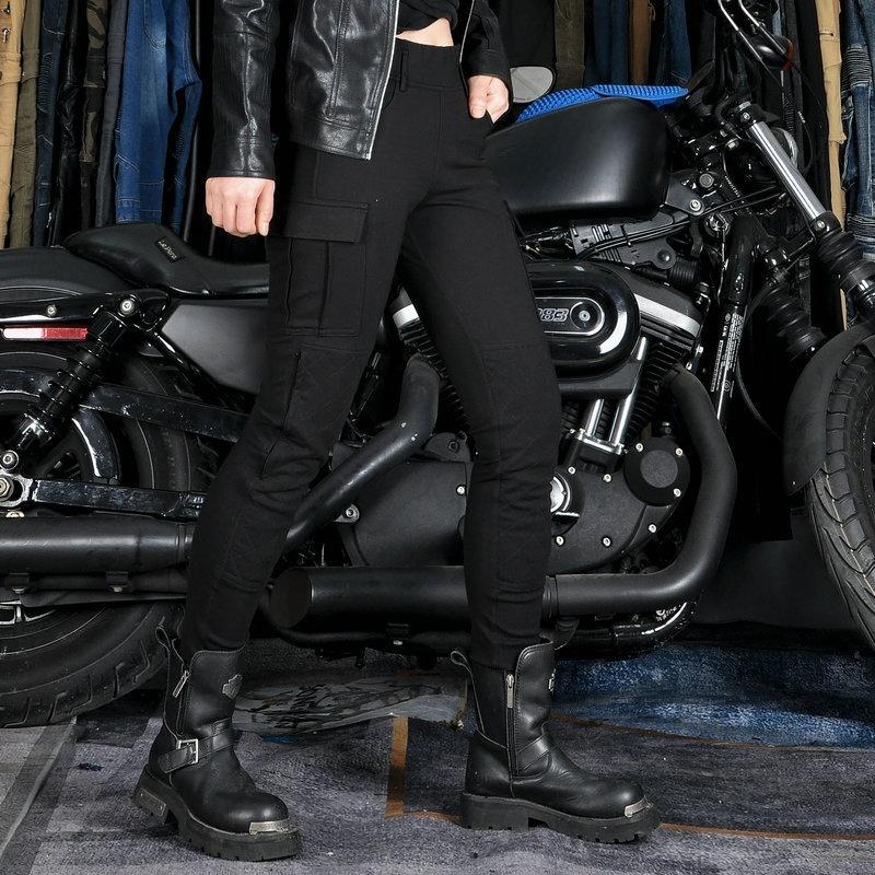 Motorcycle riding pants female rider tooling multi-bag anti-drop, tear-resistant, wear-resistant locomotive pants silicone protective gear