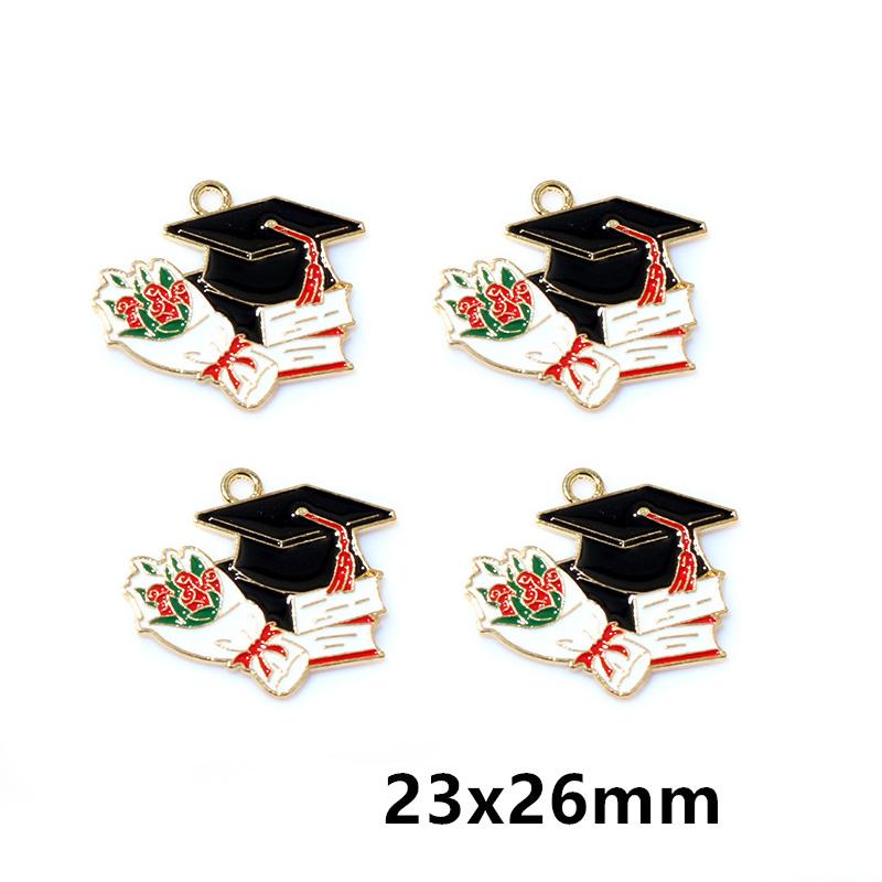 10Pcs Enamel Graduation Hat Charms Pendant for Necklaces Earrings DIY Jewelry Making Decorations Accessories Findings