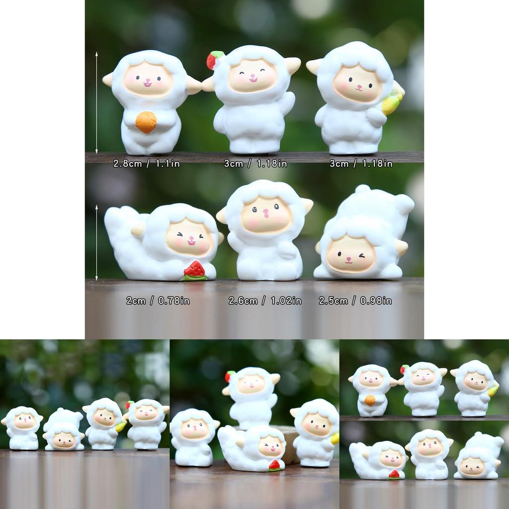 6pcs Cute Cartoon Sheep Handheld Fruit Model Ornament Set For Playroom Decor And Giftgiving