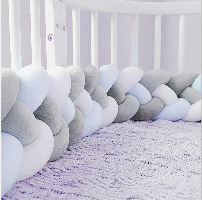 Four-Strand Danish Braided Cushion: Knotted Cable Knit for Children's Room Anti-Collision Bed Rail