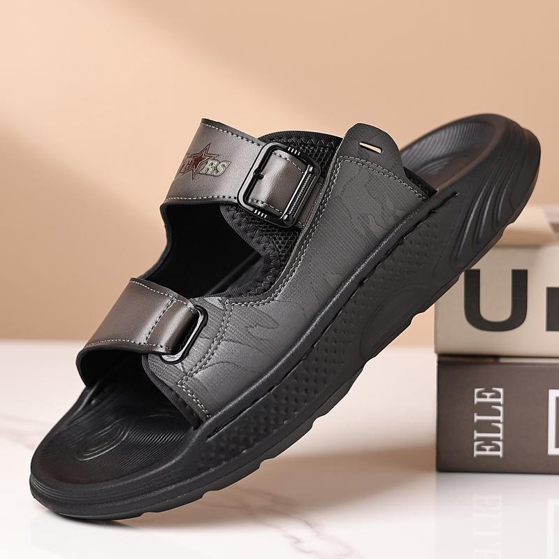 Male Comfortable Half Drag Suitable Outdoor Wear Summer Flats Men's Comfy Sandals with Adjustable Buckle Strap Slippers