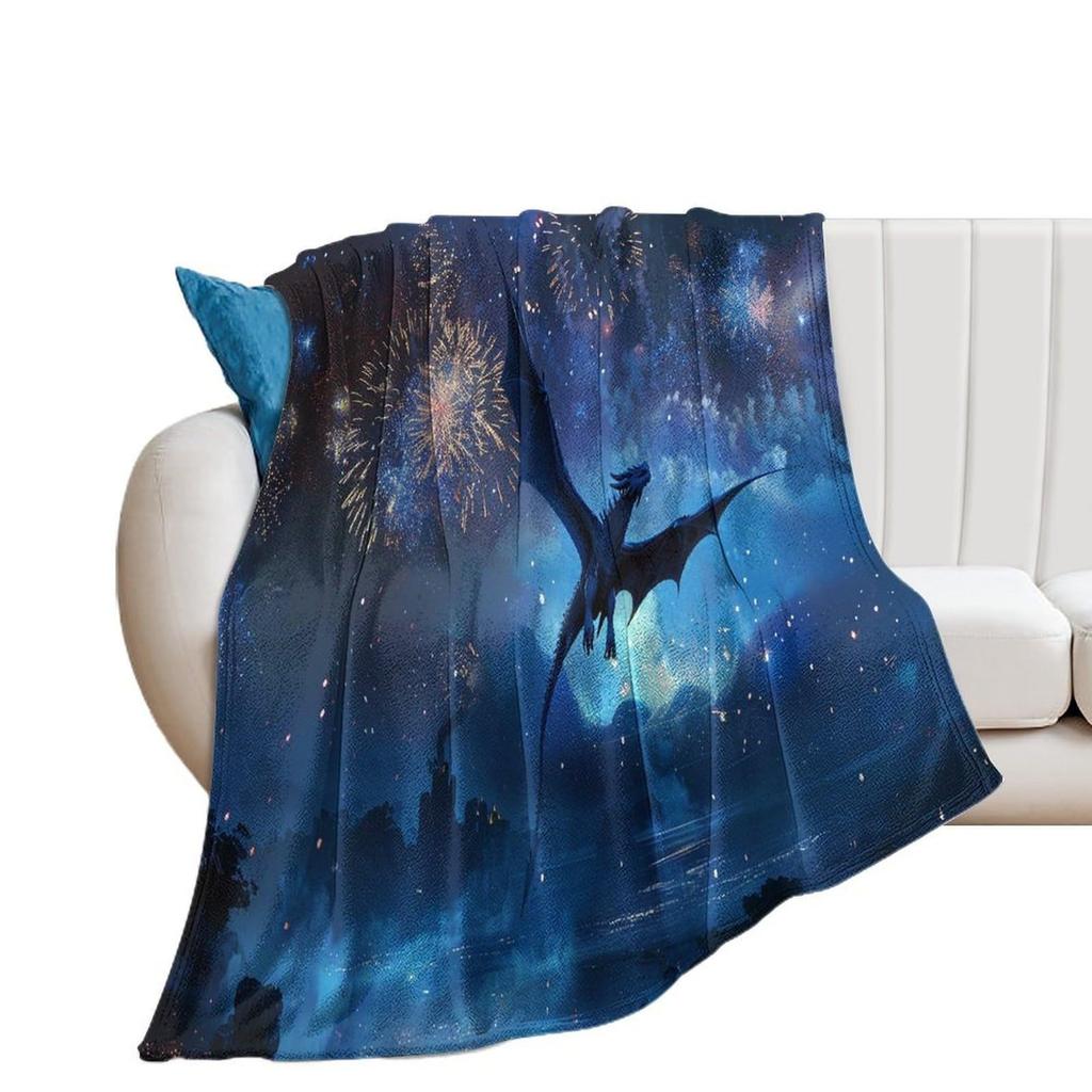 Cool black gold dragon blanket soft flannel blanket living room bedroom sofa office decoration blanket