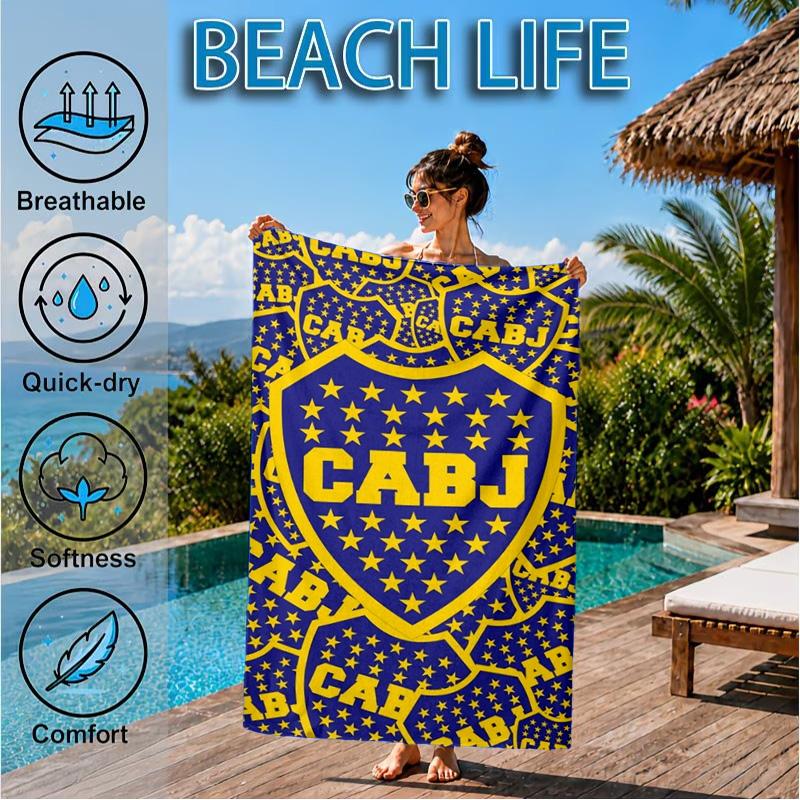 Boca Football Club Printed Microfiber Beach Towel, Soft And Absorbent, Quick-Dry, Ideal for Summer Travel, Beach Essential, Swimming Pool