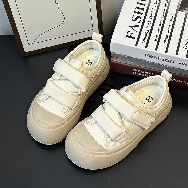 0 Cream Velcro Little White Shoes Women's Spring New Ugly Cute Niche Big Head Shoes