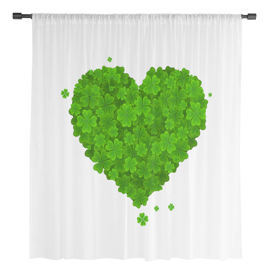 Szczęśliwa Czterolistna Koniczyna Tiulowe Zasłony Do Salonu Kuchni Przezroczysta Woalowa Zasłona Panele Okienne Sypialni