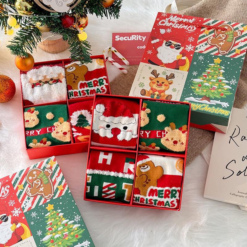Christmas Gift Box: Women's Cute Cartoon Mid-Calf Socks for Autumn/Winter - Perfect for Girlfriends