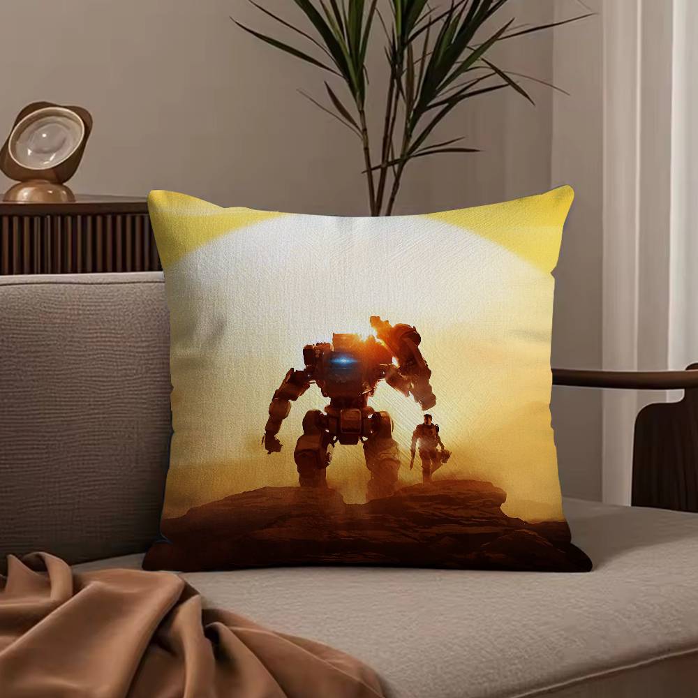 Hot Cool Game T-Titanfall Pillow Case Anti-dustmite Pillowcase Invisible zipper silky short plush Sofa cushion cover 30cmx30cm