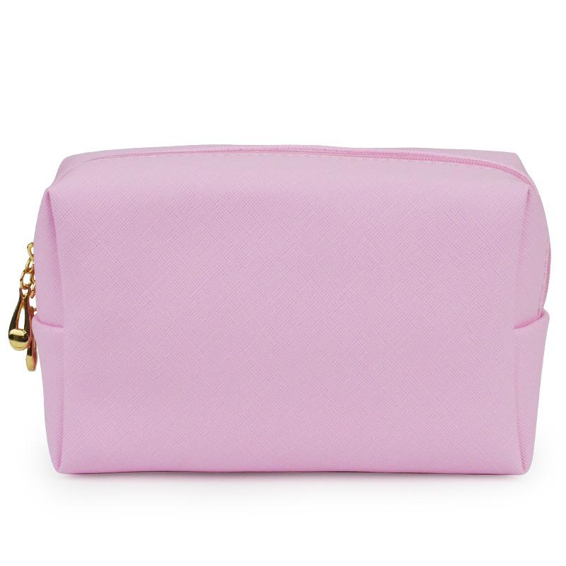 Cosmetic Bag Women Popular Product Pu Hand-Held Portable Square Waterproof Zipper Cute Travel Makeup Skincare Bag