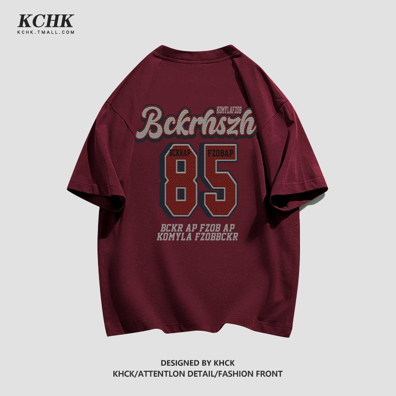 

Женская хлопковая футболка в американском ретро-стиле, черная, хип-хоп, свободного кроя, больших размеров, модный летний стиль M (80-100 jin) вино красного