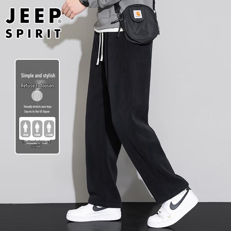 JEEP SPIRIT Men's Winter Fleece-Lined Straight-Leg Casual Pants