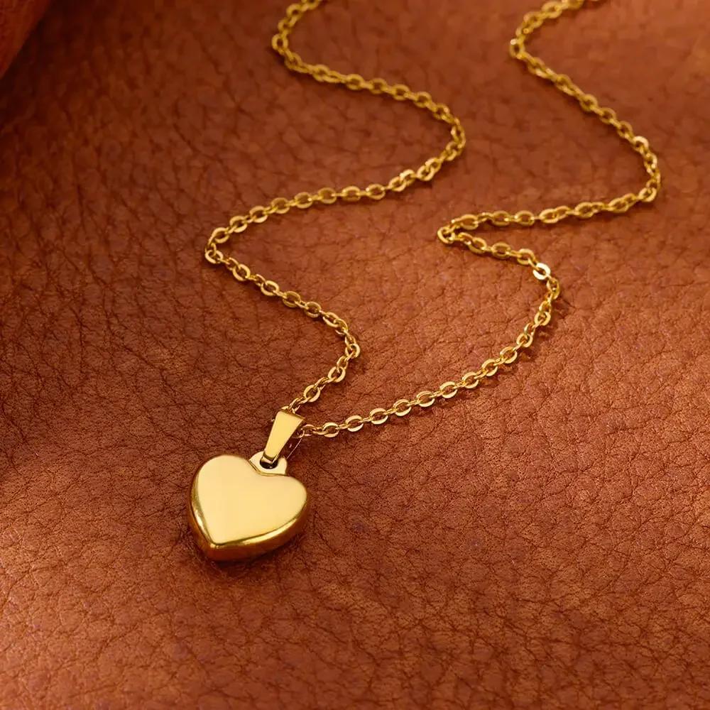 316L Stainless Steel Necklace for Women Heart Pendant Charm Necklaces Choker Aesthetic Handmade Zircon Accessories Free Gifts