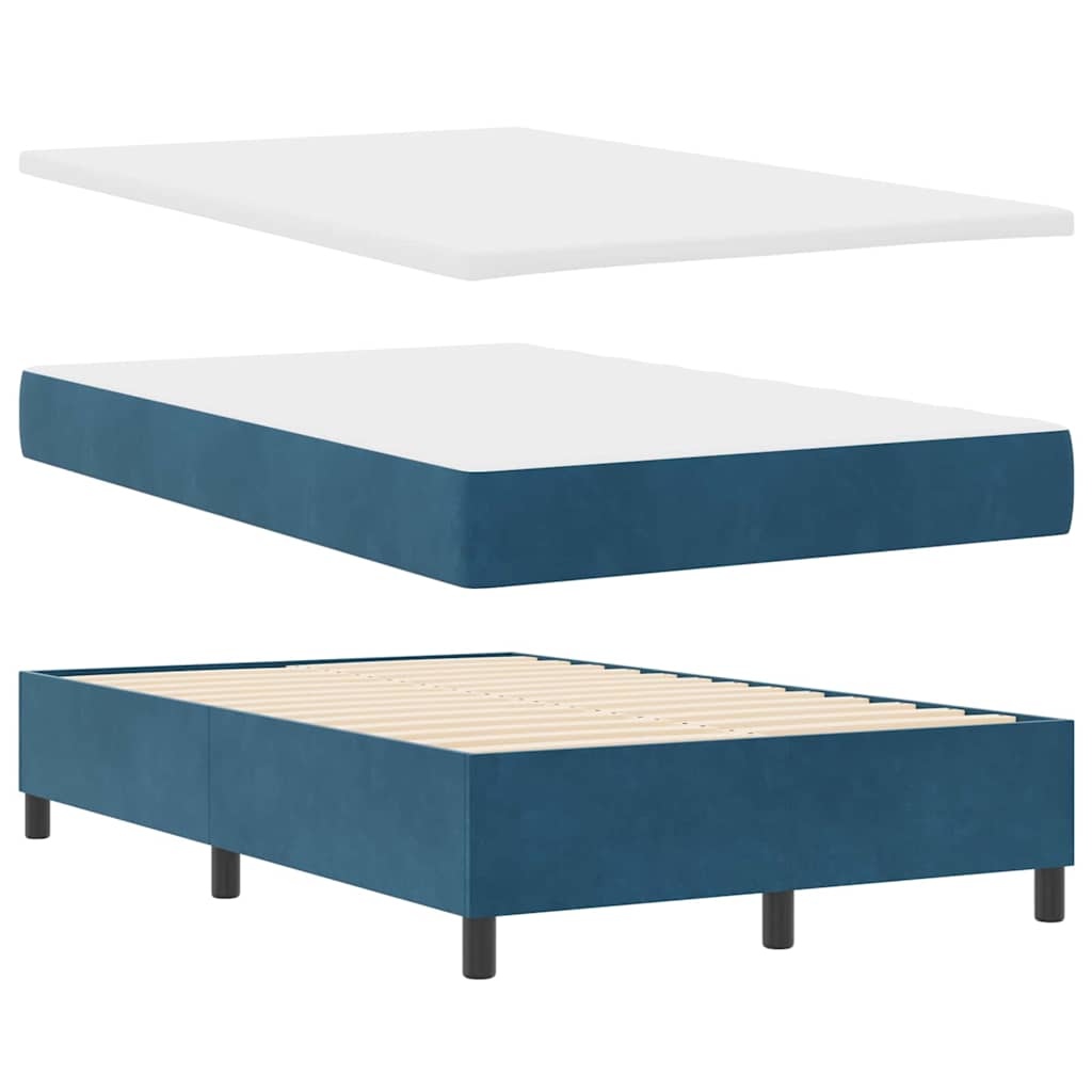 Boxspring Bed with Mattress Dark Blue 120 x 190 cm Velvet