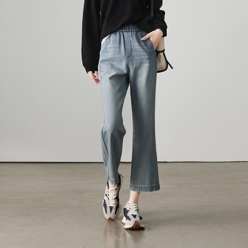 SOFSIL Women's 2026 Spring Elastic Waist Slim Flared Cropped Jeans