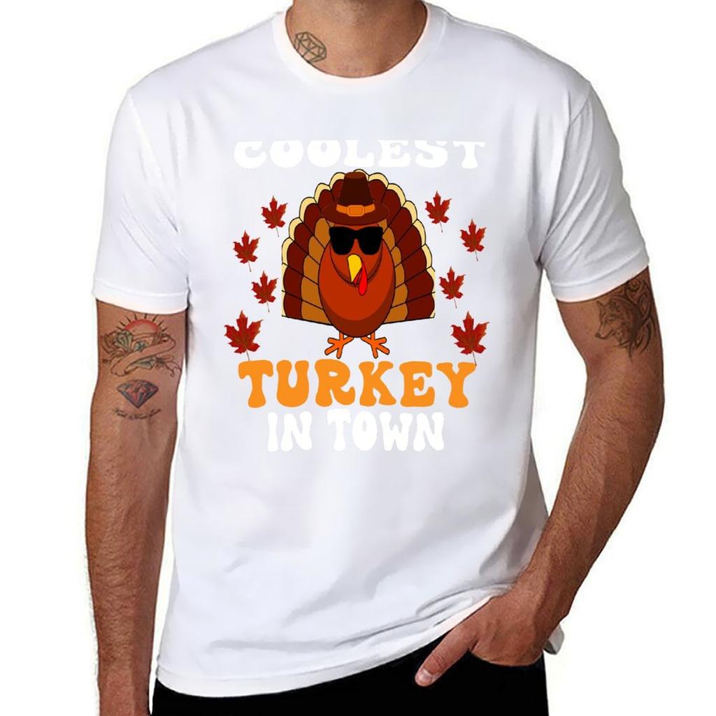 Coolest Turkey In Town Thanksgiving Tshirt Urban Style Print Tshirt