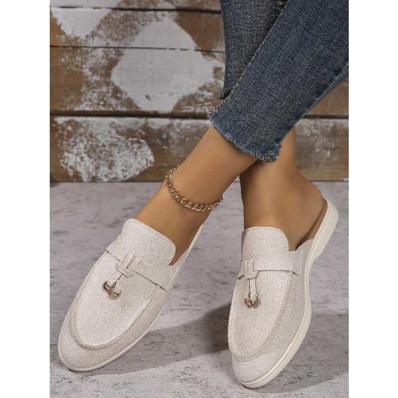 Jarní Nové Dámské Boty Mules s Uzavřenou Špičkou a Páskem přes Patu, Ležérní Nazouvací Outdoorová Obuv