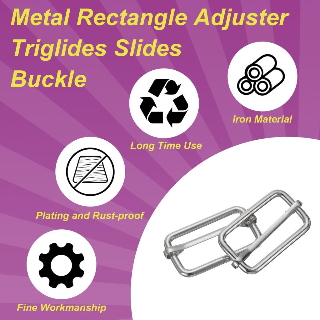 50 szt. Metalowa klamra regulacyjna suwak 1 prostokątny regulator suwak do paska parcianego do paska torby plecaka akcesoria DIY zamiennik [uxcell] 1/2"