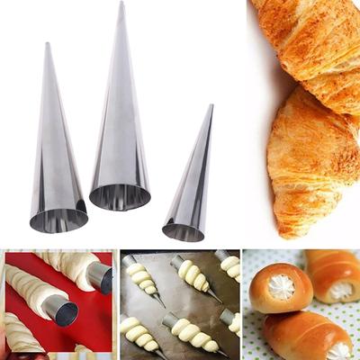 12 st Koniska rör Croissanter Kon Horn Spiral Stål Rulle Grädde Brödformar