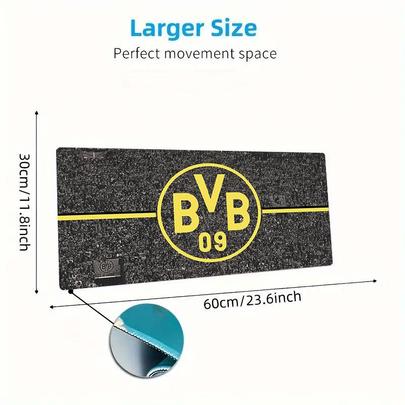 Dortmund Team Logo Mauspade, Große Gaming Schreibtischmatte, Rutschfestes XXL Mauspade für Laptop & Tablet, Mini-PC Spielmatte mit Genähten Kanten