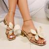 Fashion Brand Design Simulated Butterfly Decoration Sandals Women 2025 Summer Gold Cross Strap Low Heel Slippers Bohemia Dress Shoes