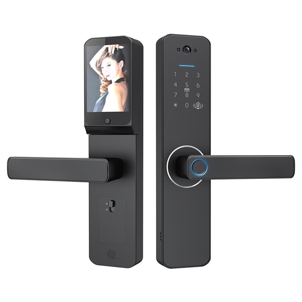 Smart Lock with 120° Wide Angle Camera and Smart Doorbell Aluminum Alloy Keyless Entry Lock Handle B