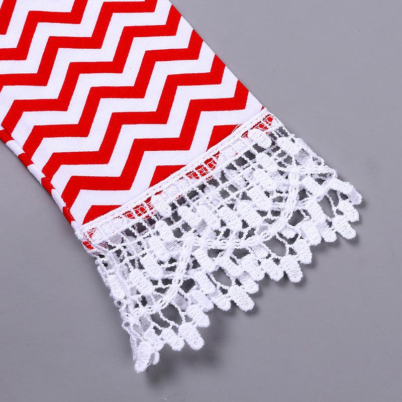 Dziewczęca sukienka bożonarodzeniowa ze Świętym Mikołajem i paskami Ozdobione koronkowymi mankietami Garnitury