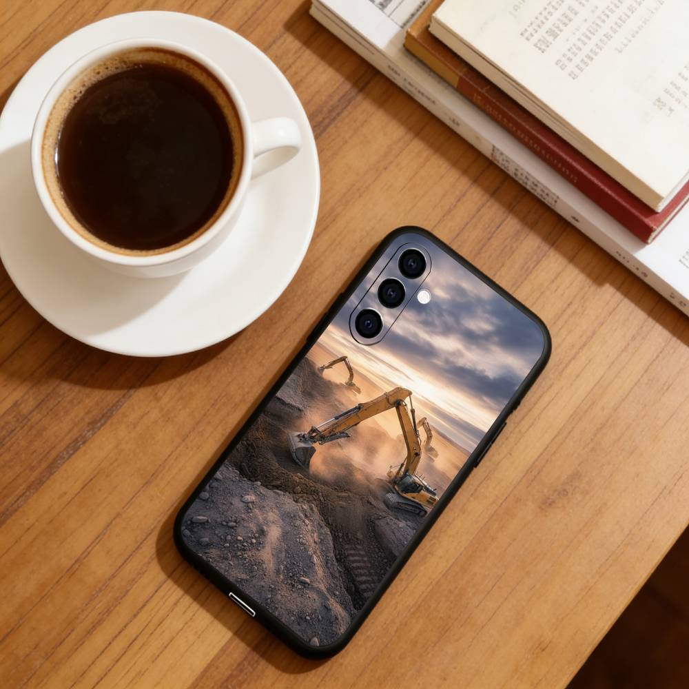 Classic Excavator Phone Case For Samsung Galaxy A73,A72,A71,A70,A53,A52,A51,Soft Silicone Black Cover