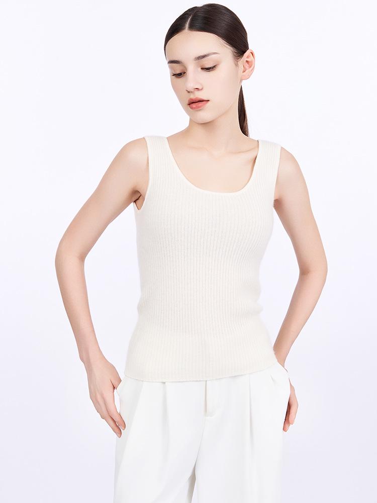 Damen Slim Fit Kaschmir-Camisole - Schmeichelhaftes ärmelloses Strickoberteil