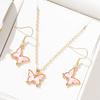 4 Piece Set Versatile Women Temperament High Aesthetic Value Fashionable High End Pink Butterfly Necklace Bracelet Earring Set