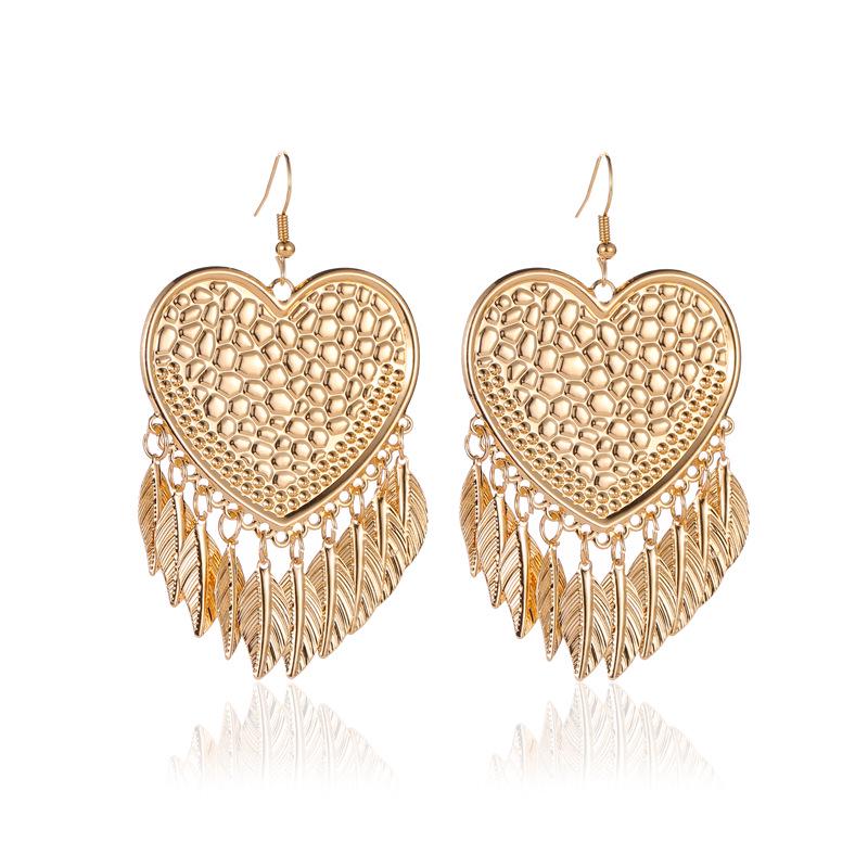 Women's Simple Fashion Long Drop Water Leaf Fringe Earrings