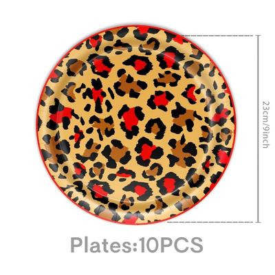 96PCS Happy Birthday Banner Cheetah Print Birthday Decorations Tablecloth Napkin Tableware Set Food Grade Leak-proof