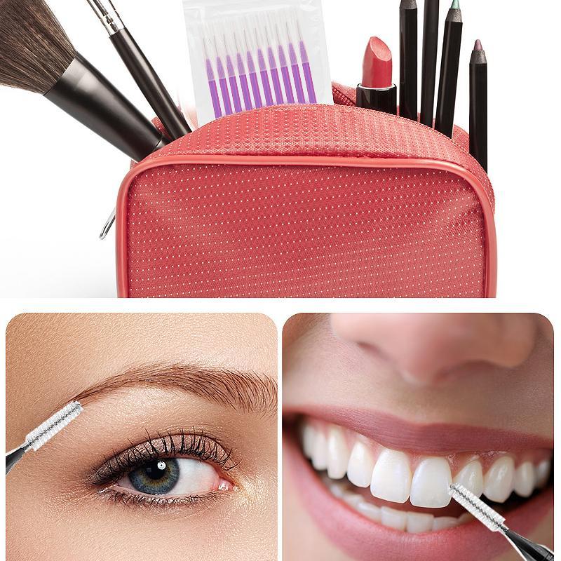 10 Piece Interdental Brushes for Oral Hygiene Plus Mascara Brushes for Makeup Perfect for Travel and Home Dual Usage