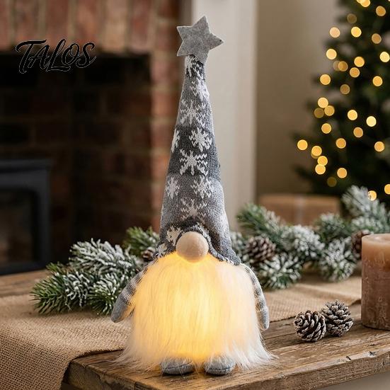 Nordic Gnome Decoration Lighted Christmas Decoration, Small Plush Swedish Doll, Winter Light Glowing Up Elf Ornament for Xmas Party Home Office Table