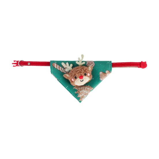 Christmas Cat Bandana Pet Triangle Scarf Funny Bib with Plush Santa Reindeer Xmas Tree Bandana Collar for Dogs Cats Holiday Dress-up
