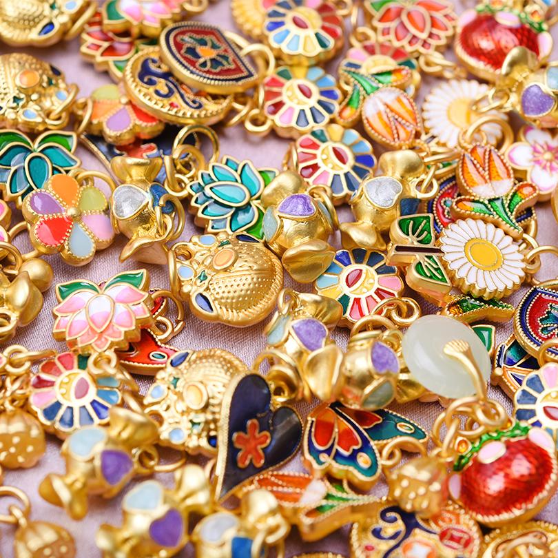 16pcs/Lot Mixed Plant Flower Enamel Charms For Jewelry Making Supplies Gold Color Sunflower Tulip Pendant DIY Bracelets Necklace
