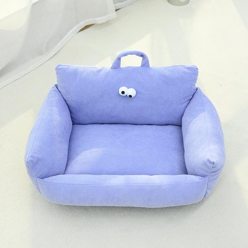 Cartoon Style Pet Bed Couch for Dogs And Cats Autumn Winter New Model Big Eyes Series Daily Use Pillow Artificial Short Fur