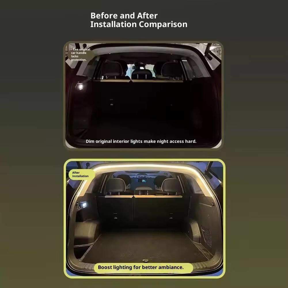 2/4m Car high brightness trunk lighting ambient light interior decoration LED wiring free automatic sensing tailgate light strip
