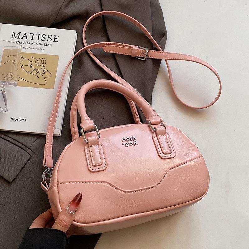 This Year's Popular Hot-selling Fashion Portable Boston Bag Simple Solid Color High-end Sense Versatile Foreign Style Messenger Women's Bag