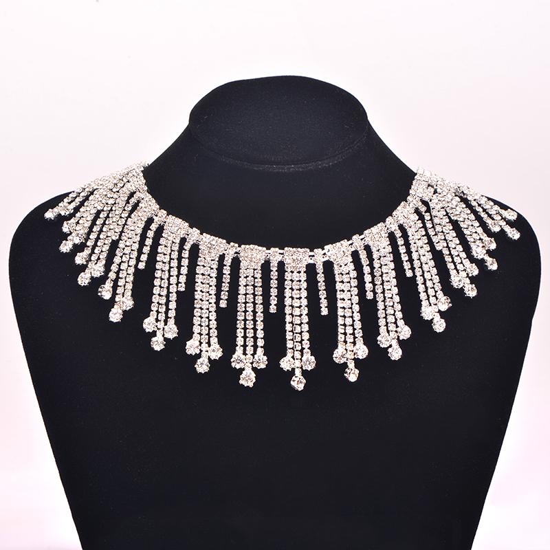 Fashion Clear Glass Rhinestone Trim Tassel Fringe Metal Strass Cup Chain Ribbon Crystal Applique Banding for Clothing Crafts