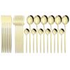 24pcs Black Gold Cutlery Set Mirror Stainless Steel Dinnerware Set Knife Fork Spoon Tableware Flatware Set Dishwasher Safe Kitchen Wedding Accessories